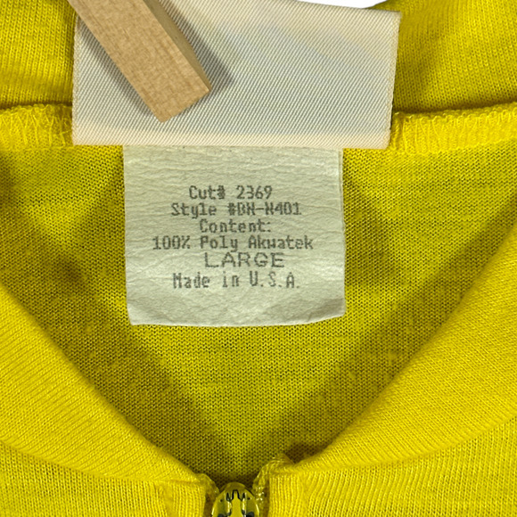 Vintage Nashbar Cycling Jersey Adult LARGE Yellow Blank USA Made Zip Pocket 90s - Picture 5 of 9